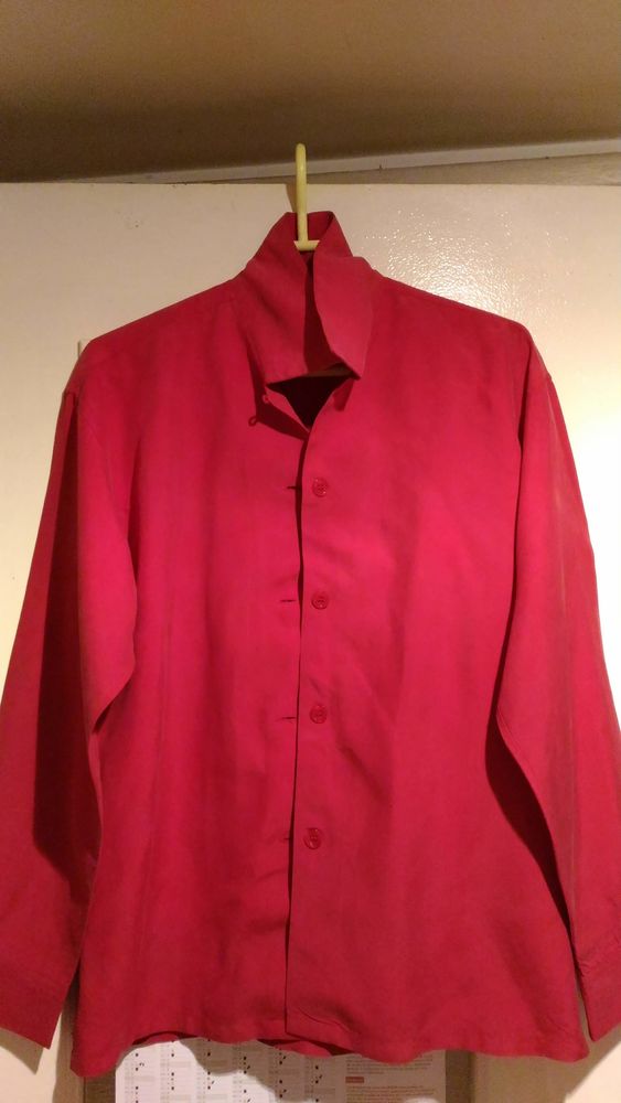Chemise FEMME en soie rouge   Galeries lafayette   manches l 10 Savigny-sur-Orge (91)