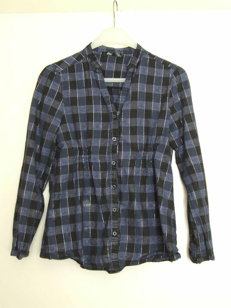 Chemise manche longue � motif tartan bleue, MIM, T. 40 3 Bagnolet (93)
