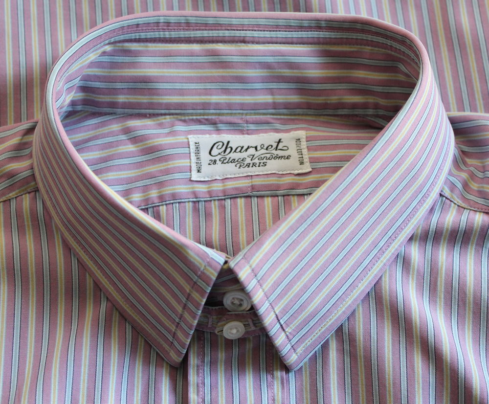 Chemise ray�e CHARVET T.40 
coton ray� rose bleu et beige 100 Issy-les-Moulineaux (92)