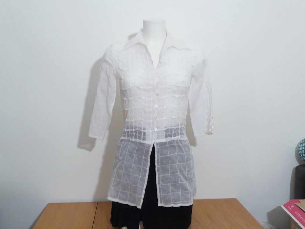 Chemise/ Tunique Blanc Mi Longue � Manches 3/4- Rayure Paris 40 Paris 15 (75)