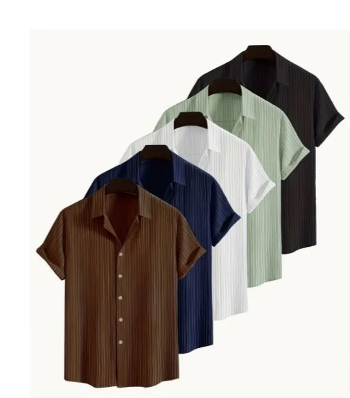 5 chemises homme � manches courtes d�contract�es - Polyester 0 Orleans (45)