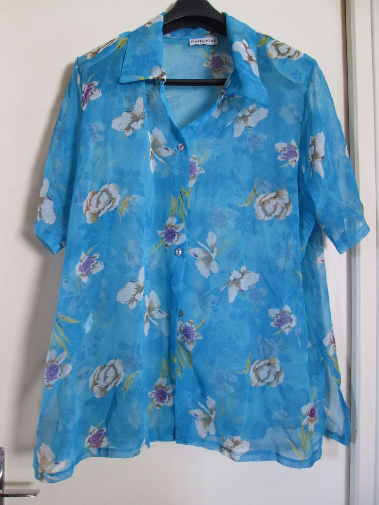 Chemises en voile :
-- turquoise imprim� fleurs�
100% viscos 10 Goussainville (95)
