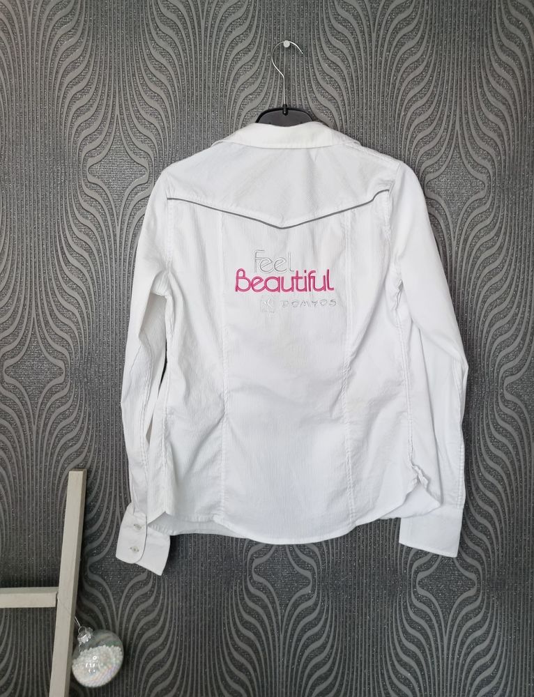 Chemisier Blanc Domyos Brod� Gris et Fushia 3 La Gorgue (59)