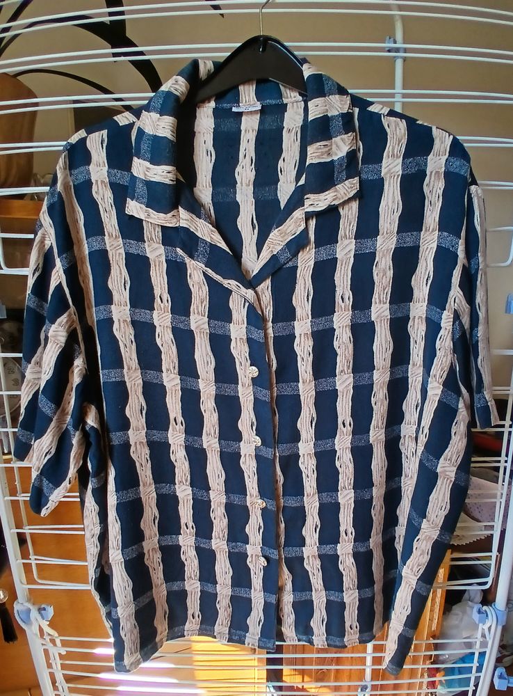 CHEMISIER OU SUR-CHEMISE MANCHES COURTES BLEU MARINE BEIGE 4 Nevers (58)