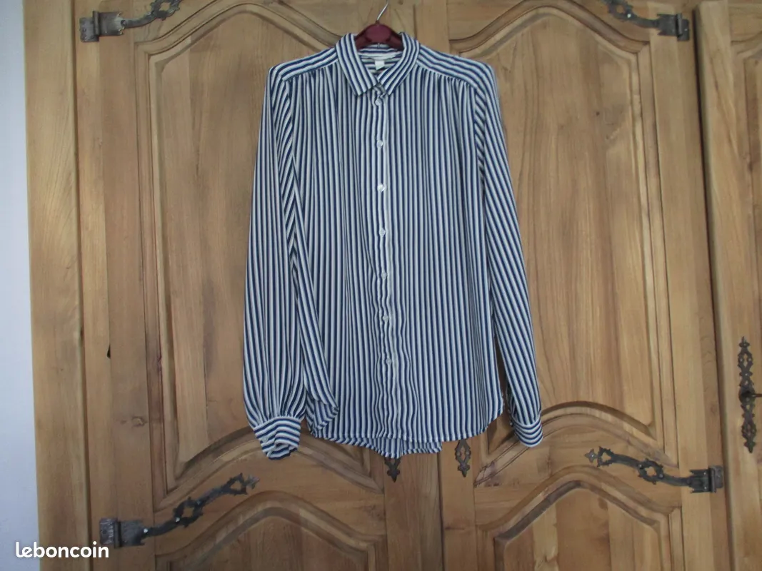 chemisier femme ray� bleu/marine blanc taille 40 5 Fl�ac (16)