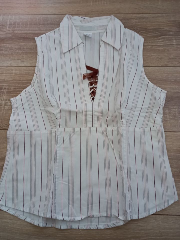 Chemisier sans manches blanc ray� taille 40 1 Villiers (86)