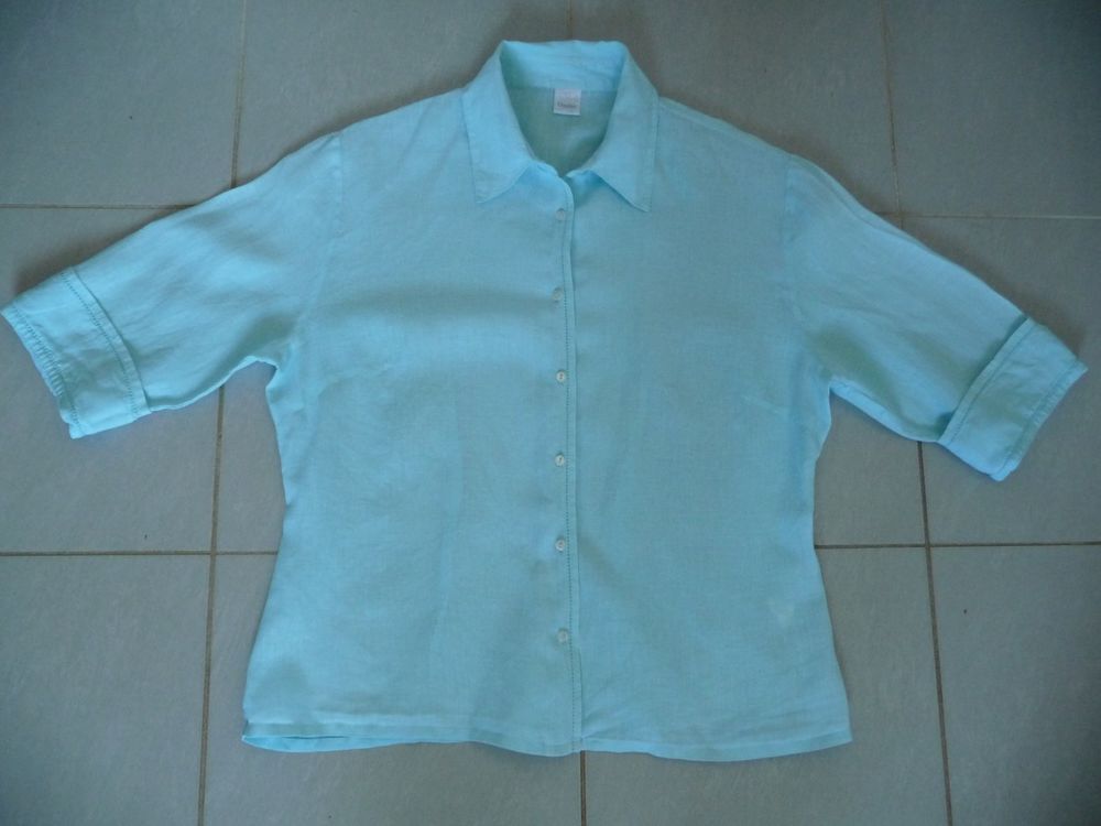 Chemisier turquoise clair pur lin T. 38 10 Celles-sur-Belle (79)