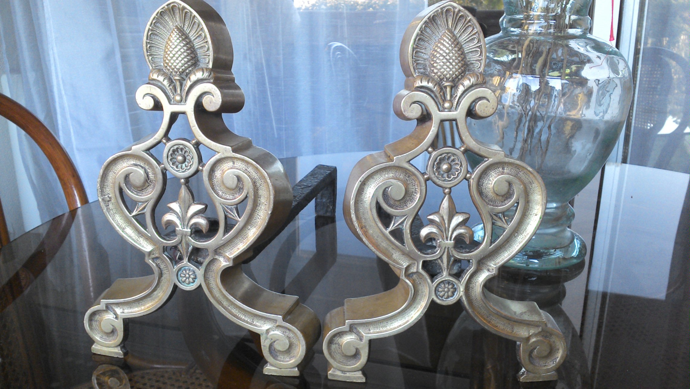 chenets chemin�e  anciens  laiton /fonte 0 Tartas (40)