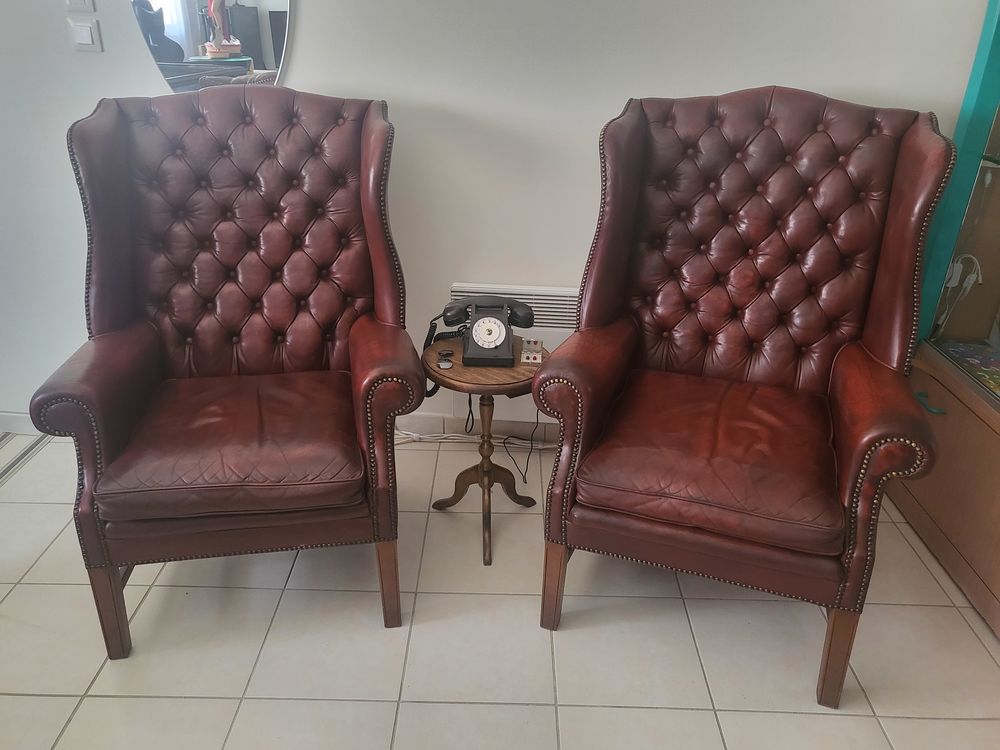 Chesterfield Fauteuils x2 berg�res cuir bordeaux Matix 1800 Montauban (82)