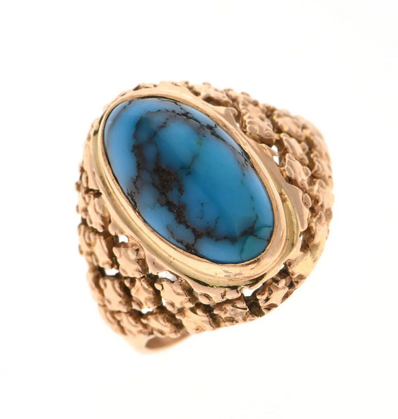 Chevali�re Or 18 carats avec v�ritable Turquoise 500 Le Pradet (83)