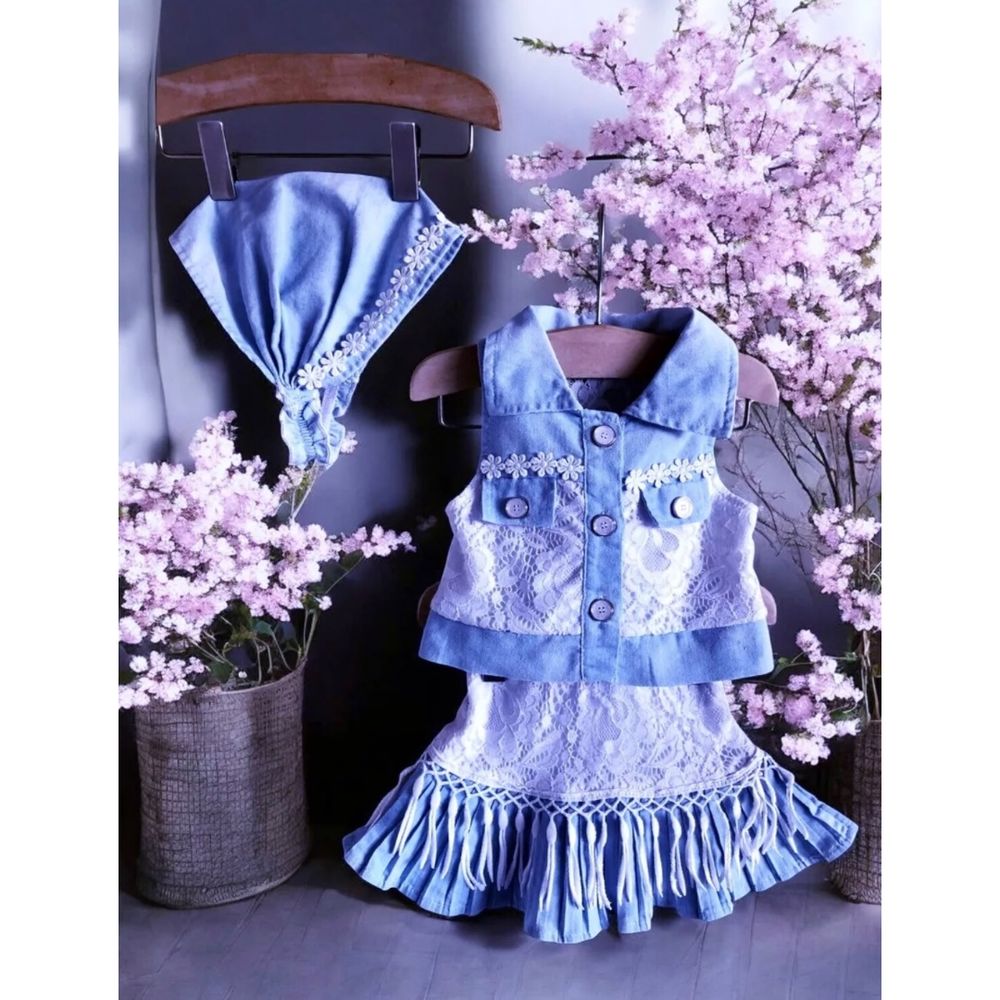 CHICAPRIE - NEW - ENSEMBLE 3P B�B� FILLE JEANS & FRANGES 6M 0 Villeneuve-Loubet (06)