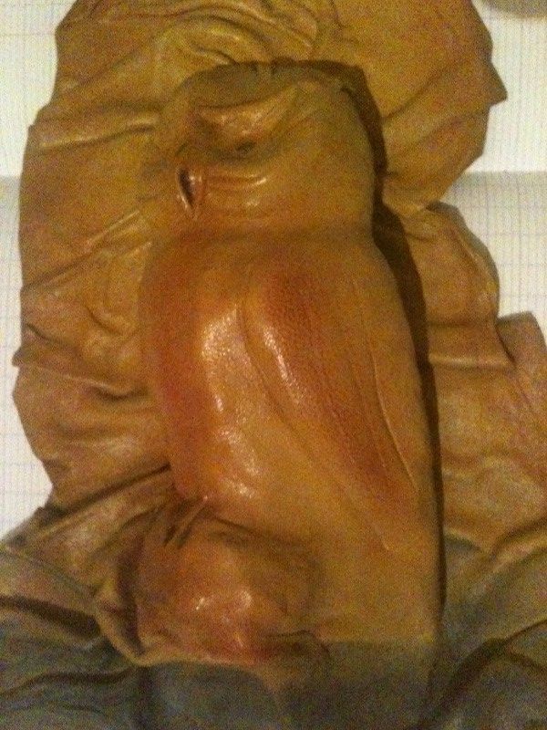 Chouette murale cuir en relief faite main artisanale. 50 Bosc-le-Hard (76)