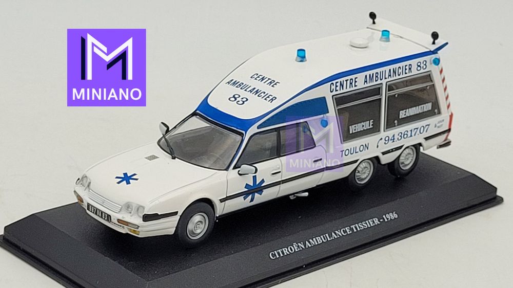 Miniature IXO 1/43 Citroën CX Ambulance 6 Roues Tissier - Modèle 1986 - Neuve