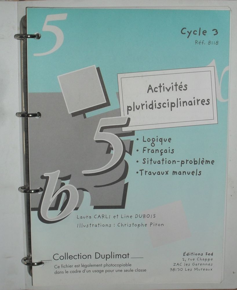 Classeur d'activit�s pluridisciplinaires de Carli Duplimat 45 Montreuil (93)