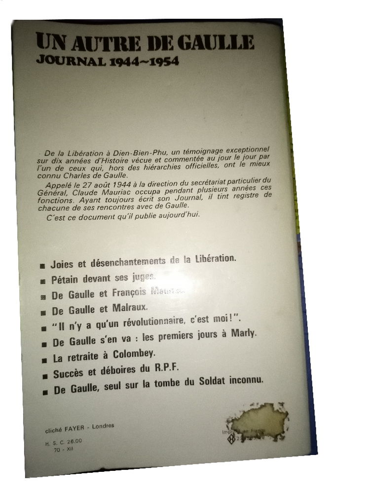 Claude MAURIAC Un autre De Gaulle 2 Mazingarbe (62)
