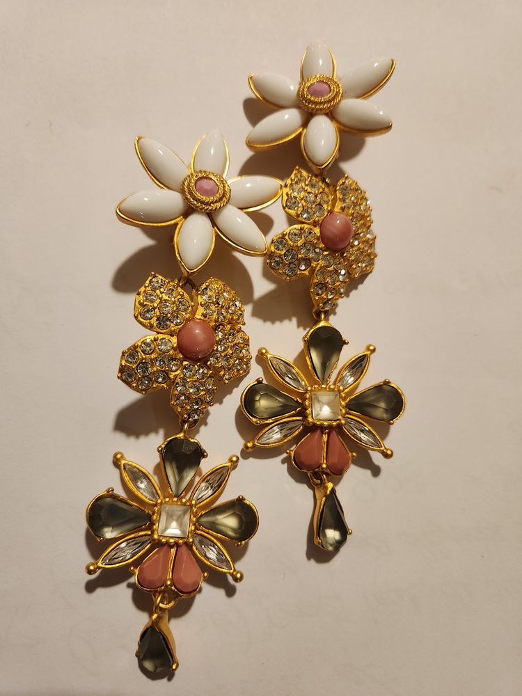 BO Clip dor�e bicolore blanc rose strass 3 pendants_LACROIX 350 Vigneux-sur-Seine (91)