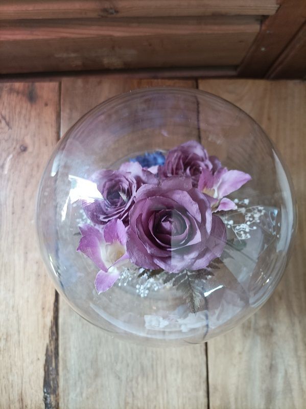 Cloche en verre bouquet fleur rose �ternelle dp 0823300 35 Ploubazlanec (22)