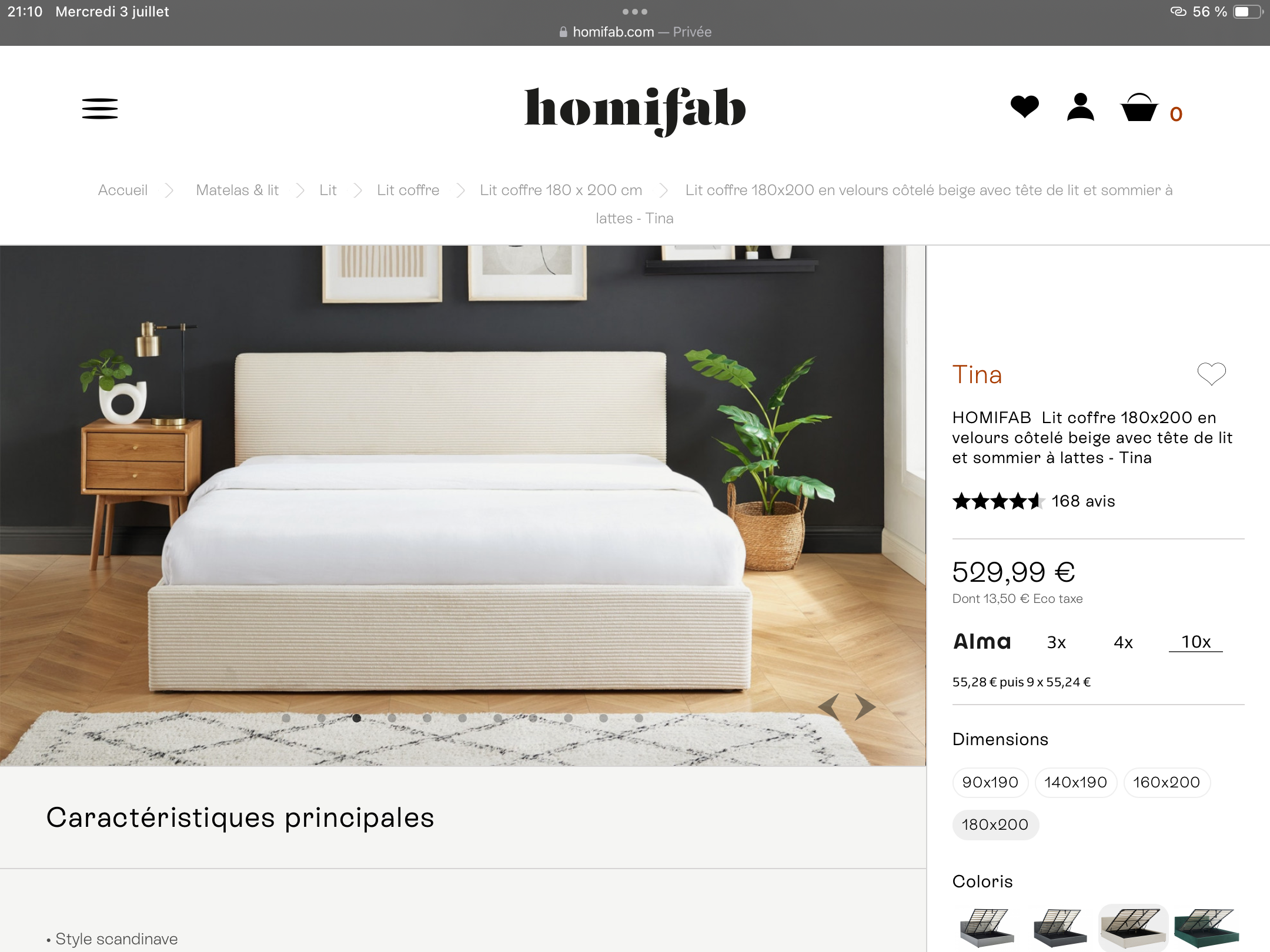 LIT COFFRE HOMIFAB 180 X 200cm 495 Lognes (77)