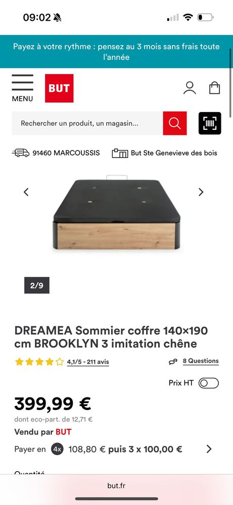 lit coffre + matelas 300 Marcoussis (91)