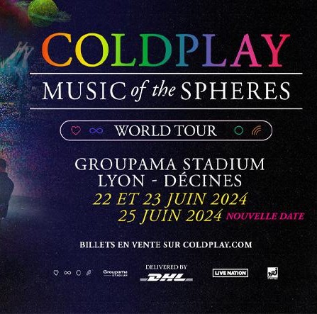 Coldplay - Lyon - 22 juin 2024 - 1 place en fosse 160 La Couronne Carro (13)