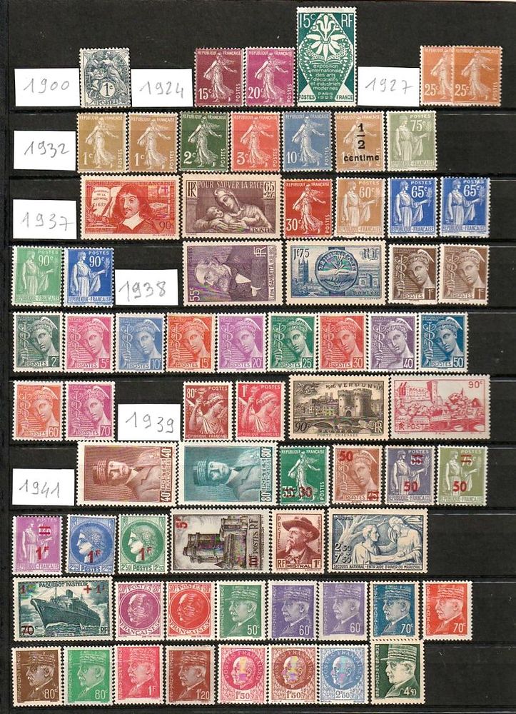 Collection de 243 timbres NEUFS en anciens Francs avant 1960 37 Saint-Yrieix-sur-Charente (16)