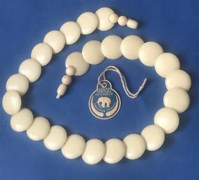 Collier ancien en ivoire v�ritable mailles plates 42 Dinan (22)