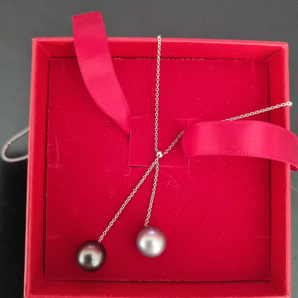 collier en argent avec deux perles de Tahiti 130 Montferrier-sur-Lez (34)