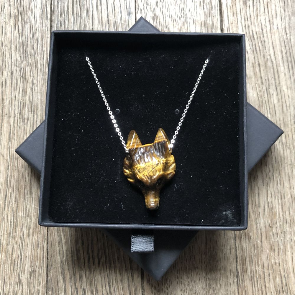 Collier argent 925 loup oeil de tigre naturel fait main 22 Neuville-de-Poitou (86)