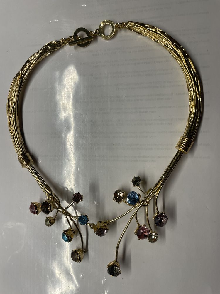 collier bouquet fleurs dor� strass multicolore Sonia RYKIEL 245 Vigneux-sur-Seine (91)