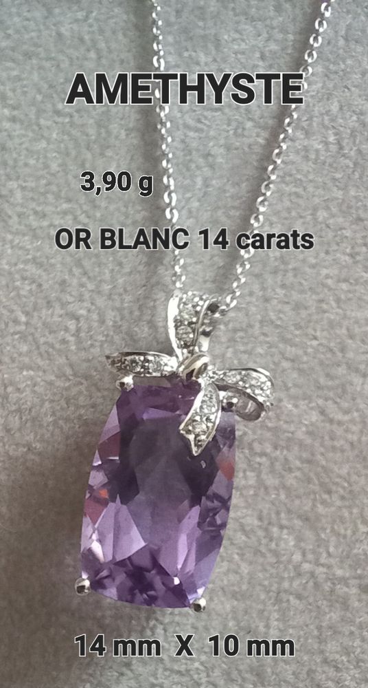 COLLIER OR 14 carats et AMETHYSTE 350 Nogent-sur-Marne (94)