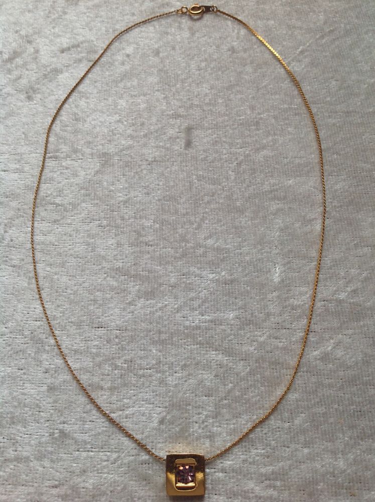 COLLIER DOR� PENDENTIF CARR� IMIT PIERRE ROSE Envoi Possible 7 Tr�gunc (29)