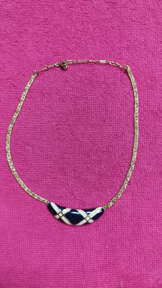 Collier fantaisie m�tal dor�/�mail ORENA Paris Vintage 1980 15 �cuisses (71)