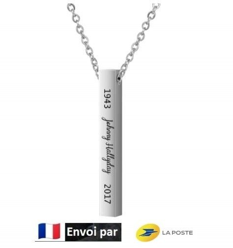 Collier hommage barre lingot ID Johnny Hallyday - Argent� 7 Audruicq (62)