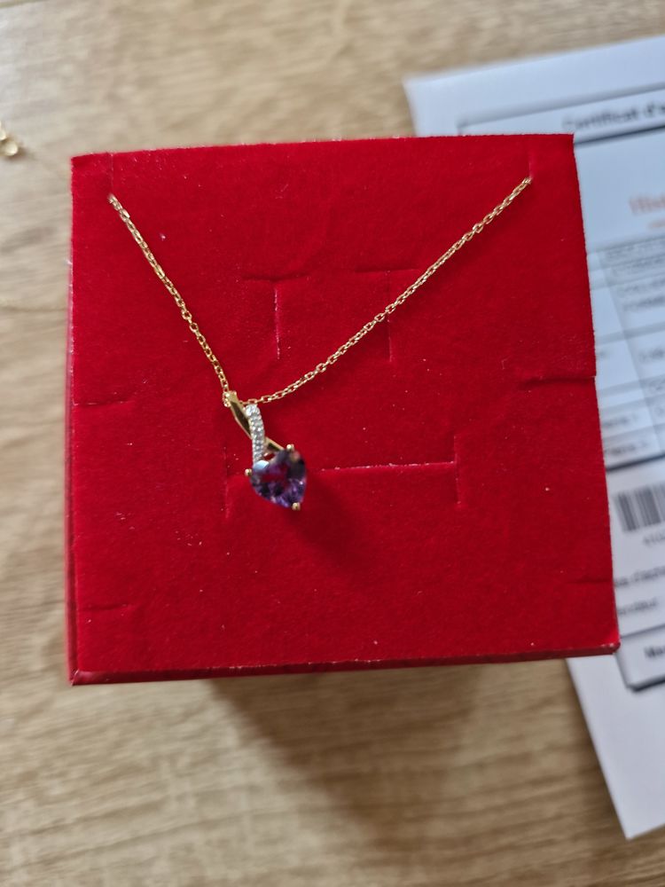 Collier or jaune c?ur am�thyste 130 Saint-Junien (87)