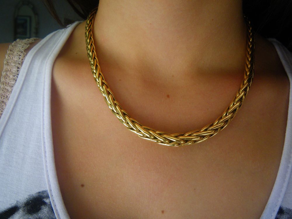 Collier en maille palmier or 18 carats 2200 Aubagne (13)