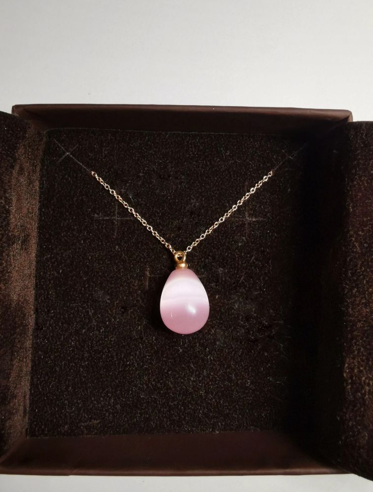 Collier quartz rose et or rose 18 carats 850 Cast (29)