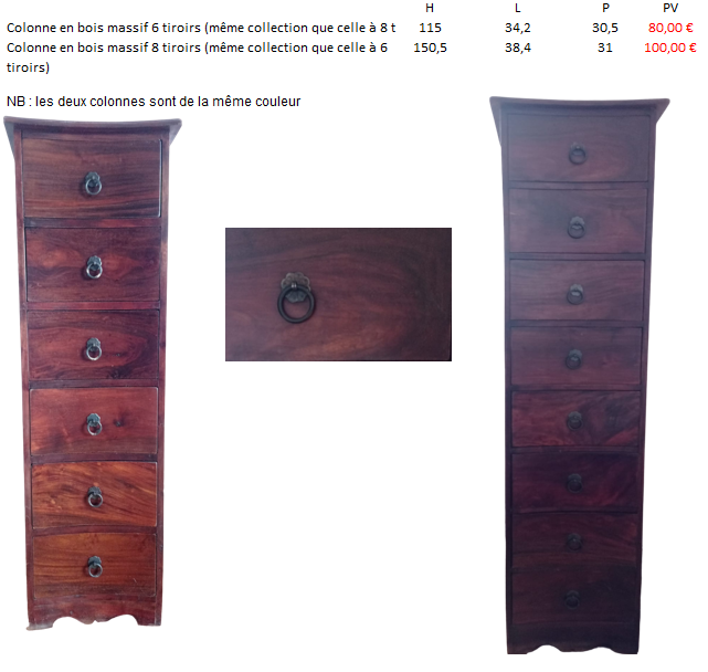 COLONNE EN BOIS MASSIF 8 tiroirs 100 Maubeuge (59)