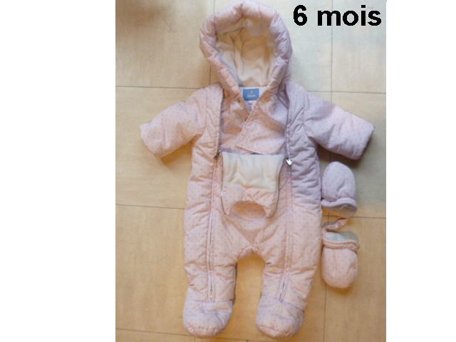 combinaison de ski/neige rose p�le et petits pois - 6 mois 10 Martigues (13)