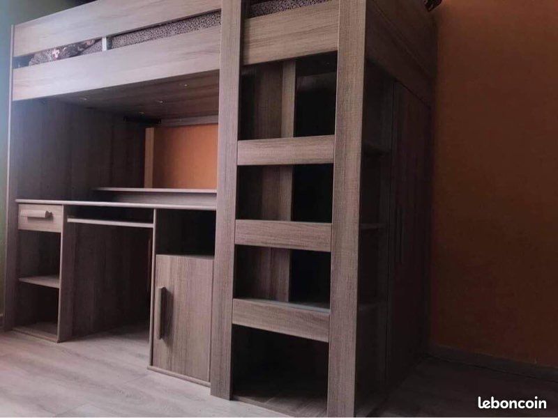 Combin� lit mezzanine bureau penderie- colorie ch�ne blond 200 Ch�tillon (92)