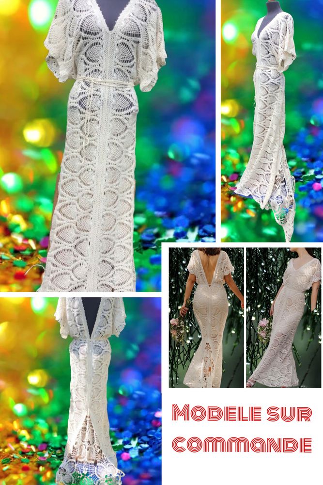 Sur commande.Chic robe de mariage,crochet fait main 1 Livarot (14)