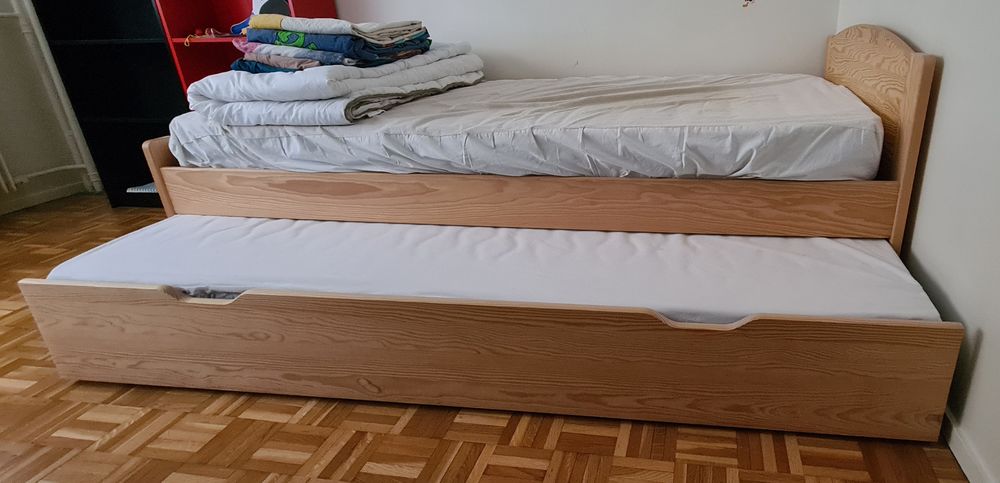 Comme neuf : Lit ado gigogne 90�200 + 2 matelas dont 1 latex 450 Paris 20 (75)