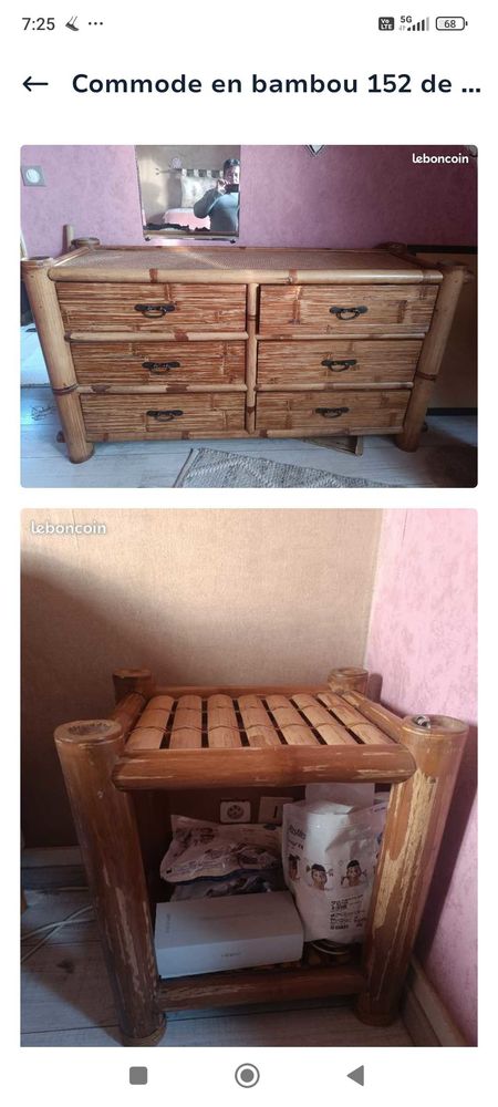commode en bambou plus deux chevet en bambou 100 Argenteuil (95)