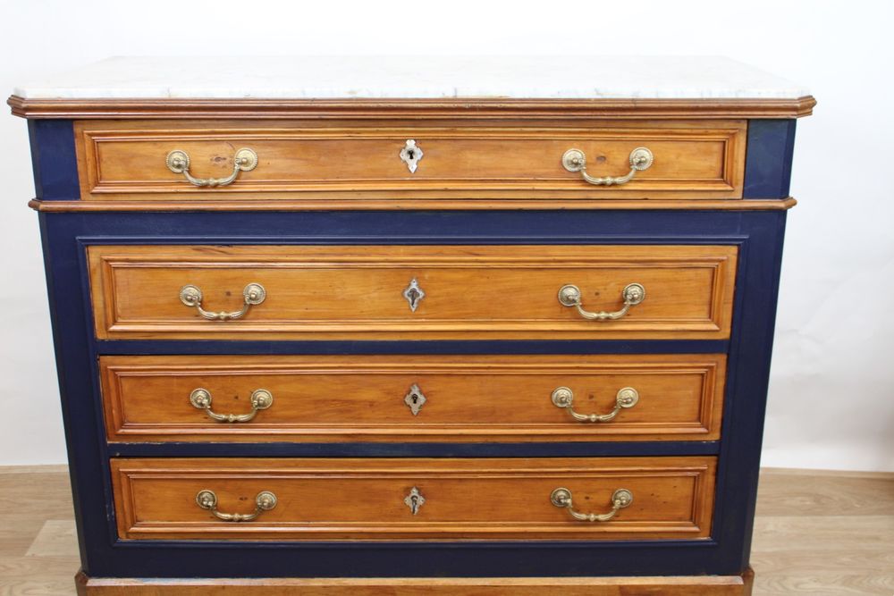 COMMODE CHENE PLATEAU MARBRE GRIS XIX EME FRANCE 540 Malataverne (26)