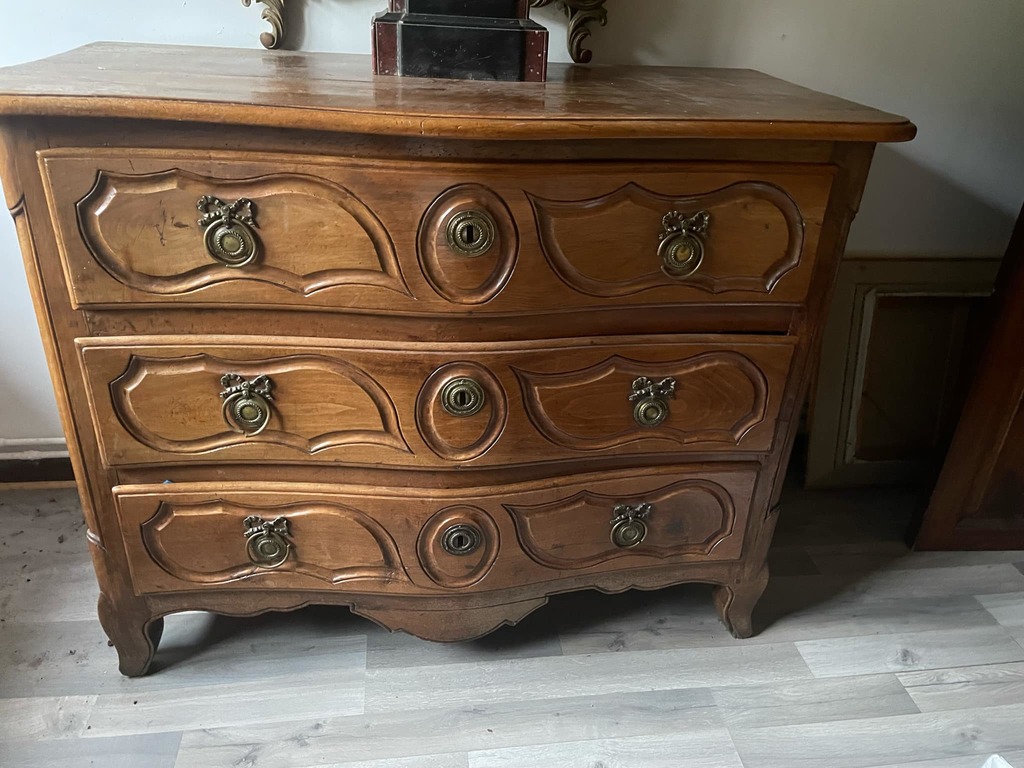 Commode style Louis XV fin XVIII�me en noyer 1100 Cornus (12)