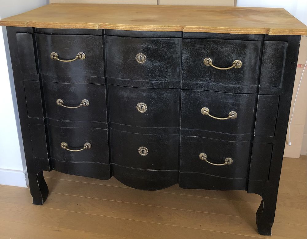 Commode 3 tiroirs en bois d'acacia et de manguier noire 300 Rueil-Malmaison (92)