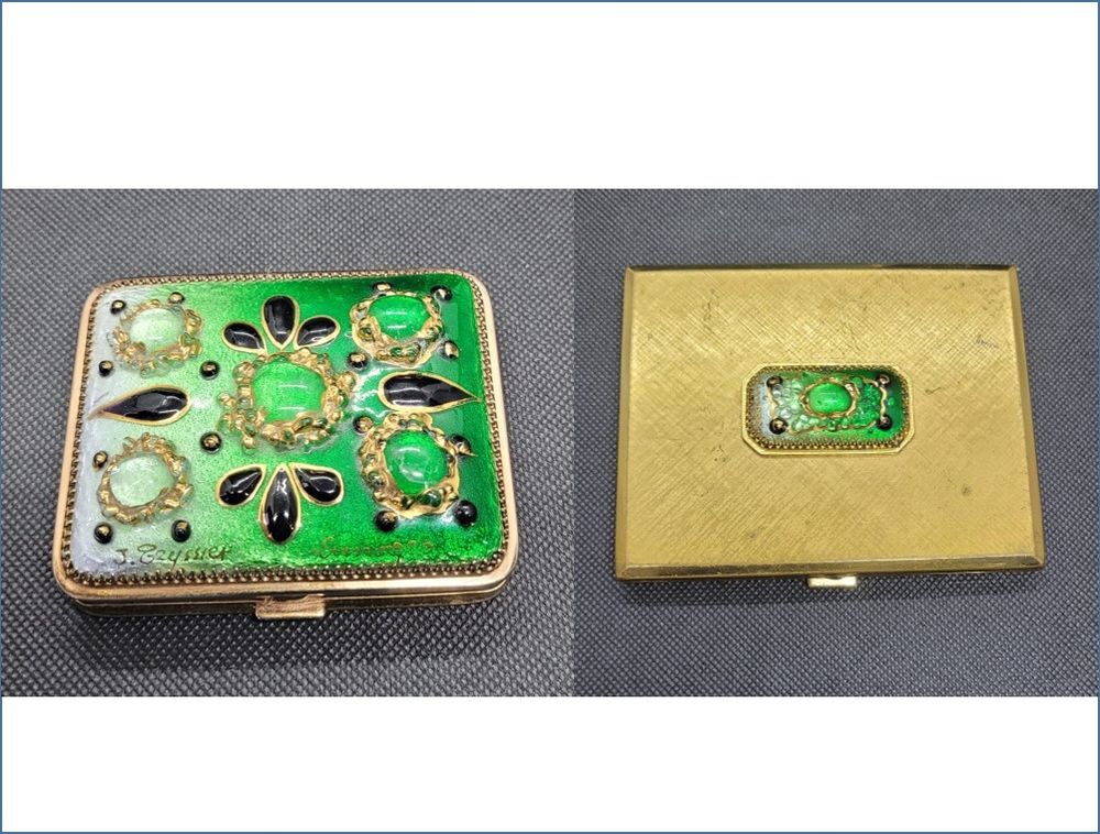 Lot compos� d'un �tui �  cigarettes et un poudrier de sac 55 Nieuil-l'Espoir (86)