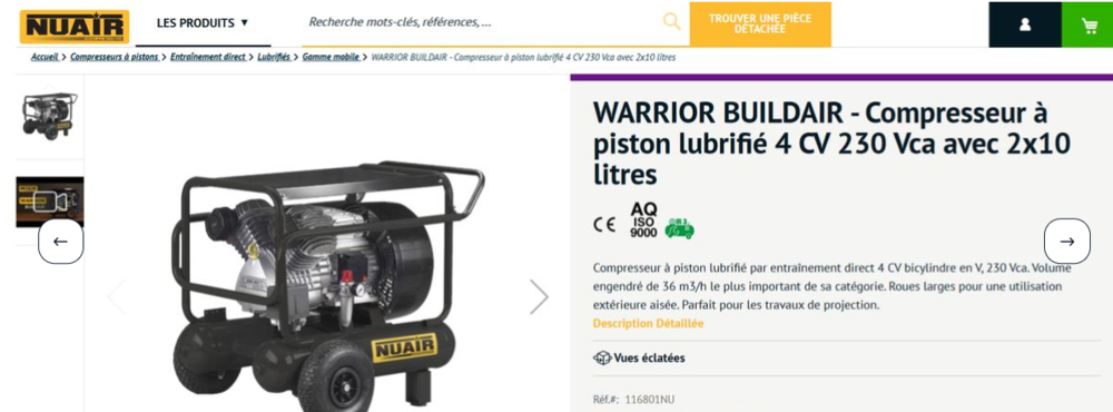 Compresseur � pistons warrior 4CV 850 Agde (34)