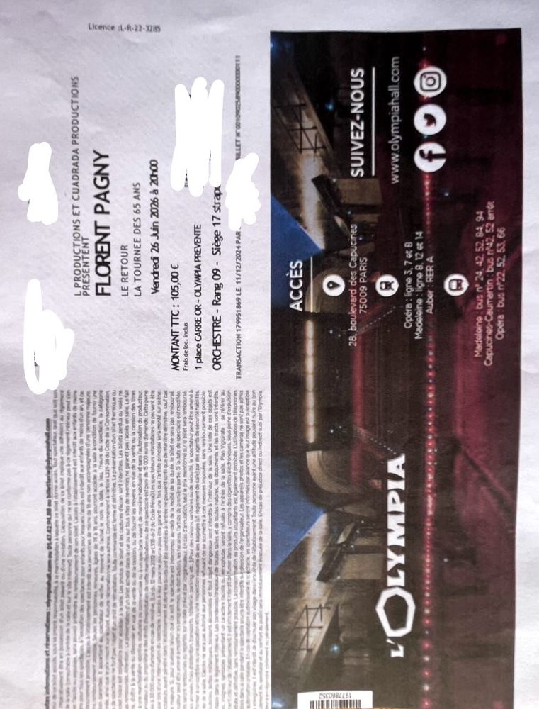 Concert Florent Pagny � l'Olympia 80 Carri�res-sur-Seine (78)