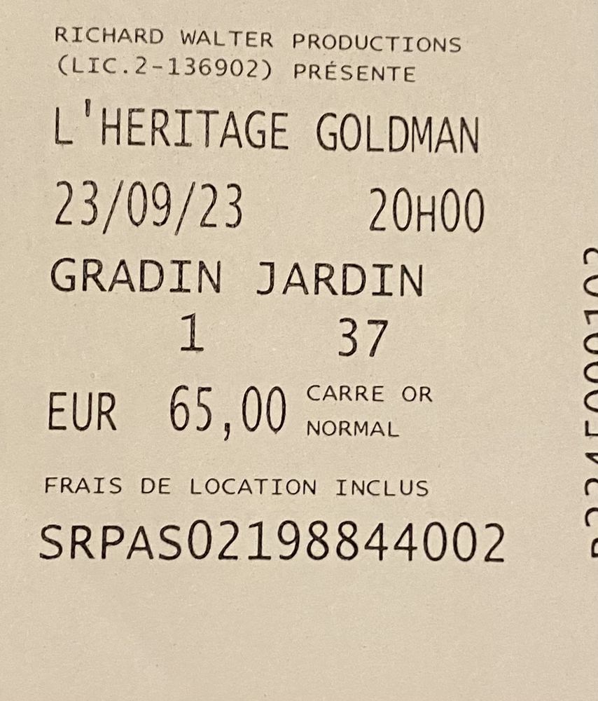 Concert l'h�ritage Goldman 65 Rennes (35)