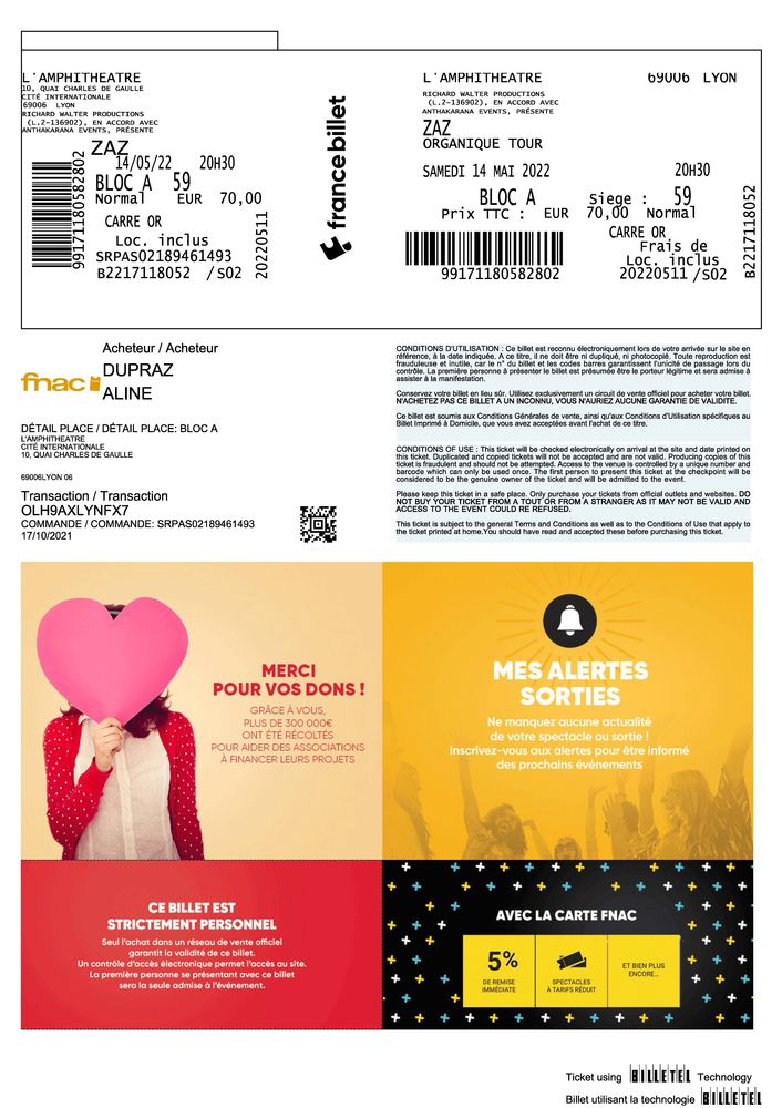 Concert ZAZ 14 mai Lyon Amphith��tre 35 Bons-en-Chablais (74)